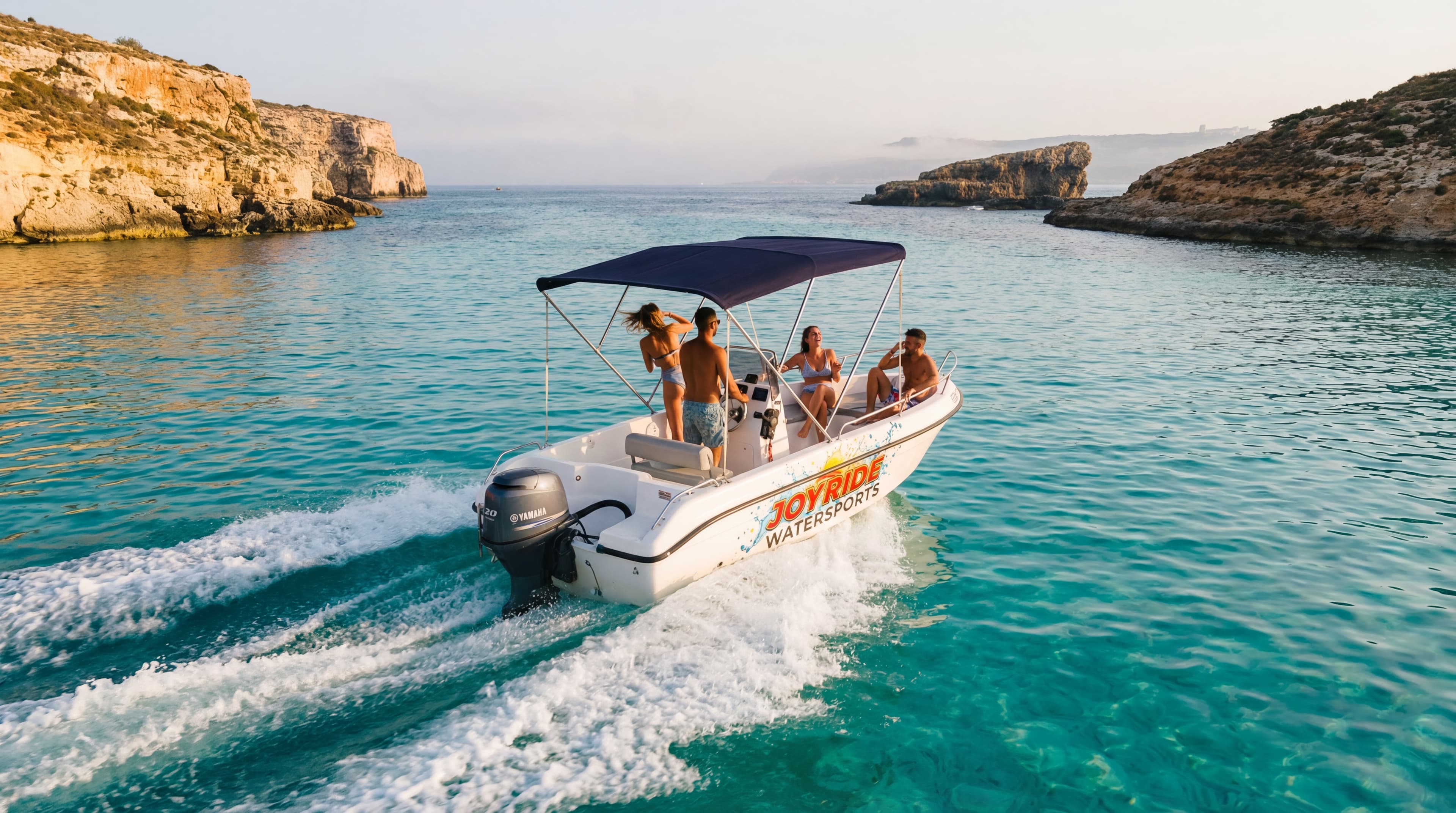 The 80hp self-drive boat at Hondoq Bay
