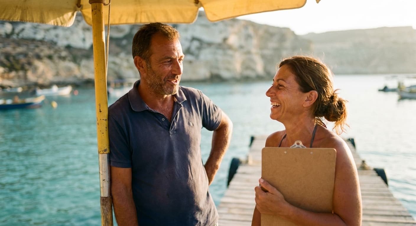 Jonathan and Shanna at Hondoq Bay at golden hour, by the yellow umbrella
